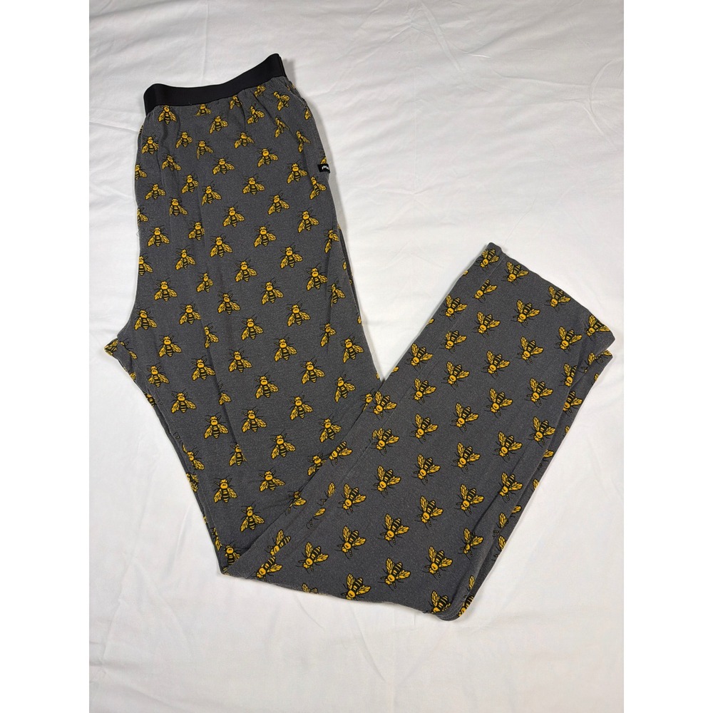 MeUndies Mens Lounge Pants XL Gray Honeybee Print Modal Sleep Pajama Bottoms